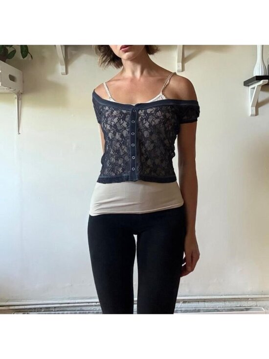 hollister-co Tops - Y2K lace off-the shoulder baby tee — Hollister & Co.